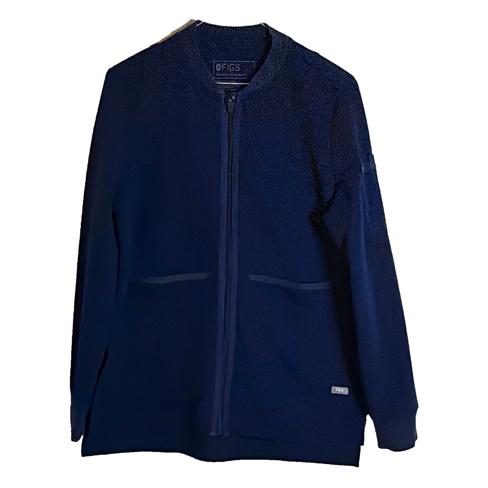 FIGS Women's Navy Blue Technical Collection Full Zip Scrub Jacket Small